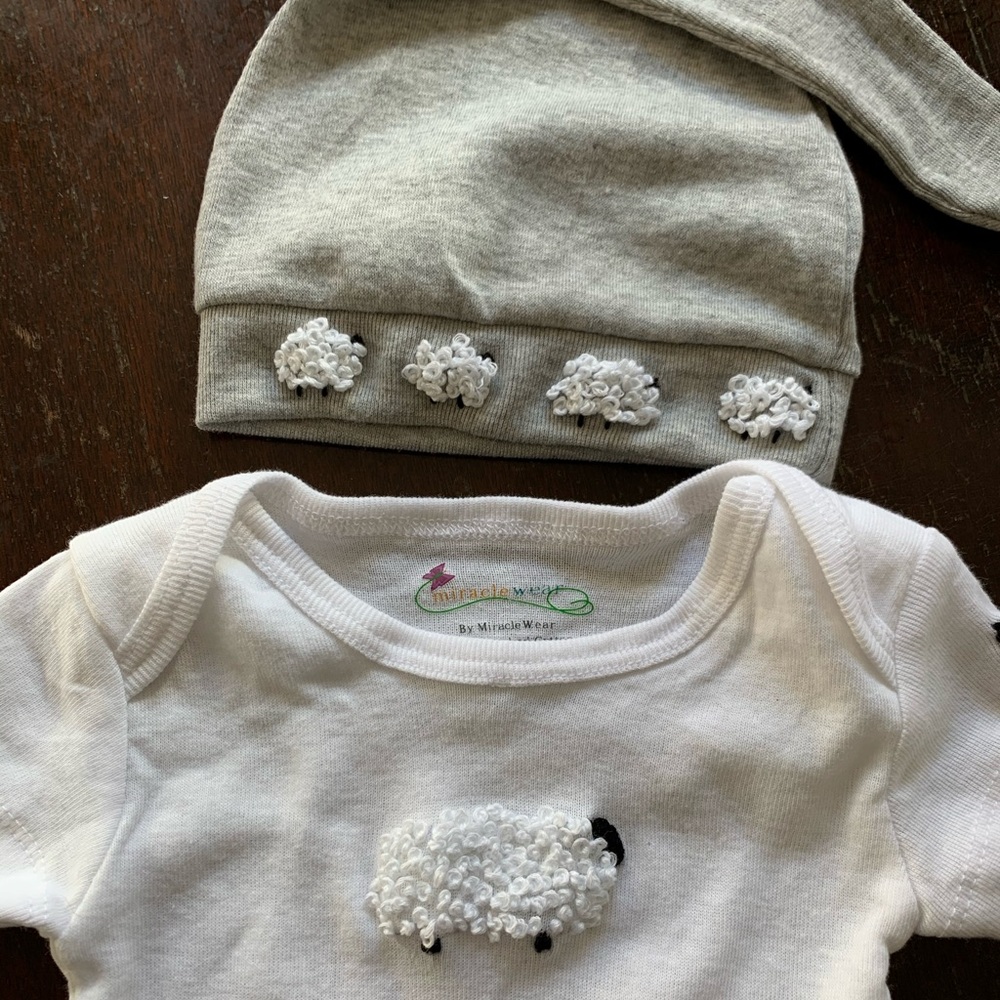 Lamb onesie and hat set